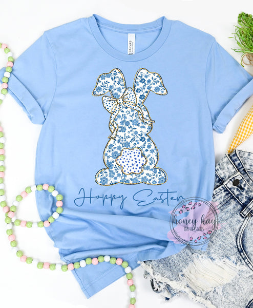 2/24 Pre-Order DTF Blue Floral Bunny