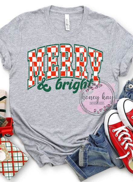 DTF Checkered Merry & Bright