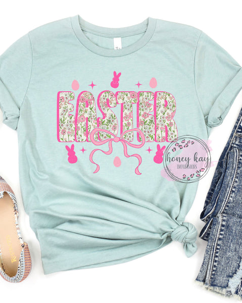 3/10 Pre-Order DTF Pink Floral Easter w/Bow