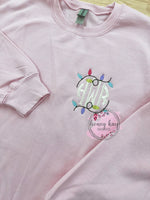 Made to Order Pastel Christmas Lights Monogram Sweatshirt